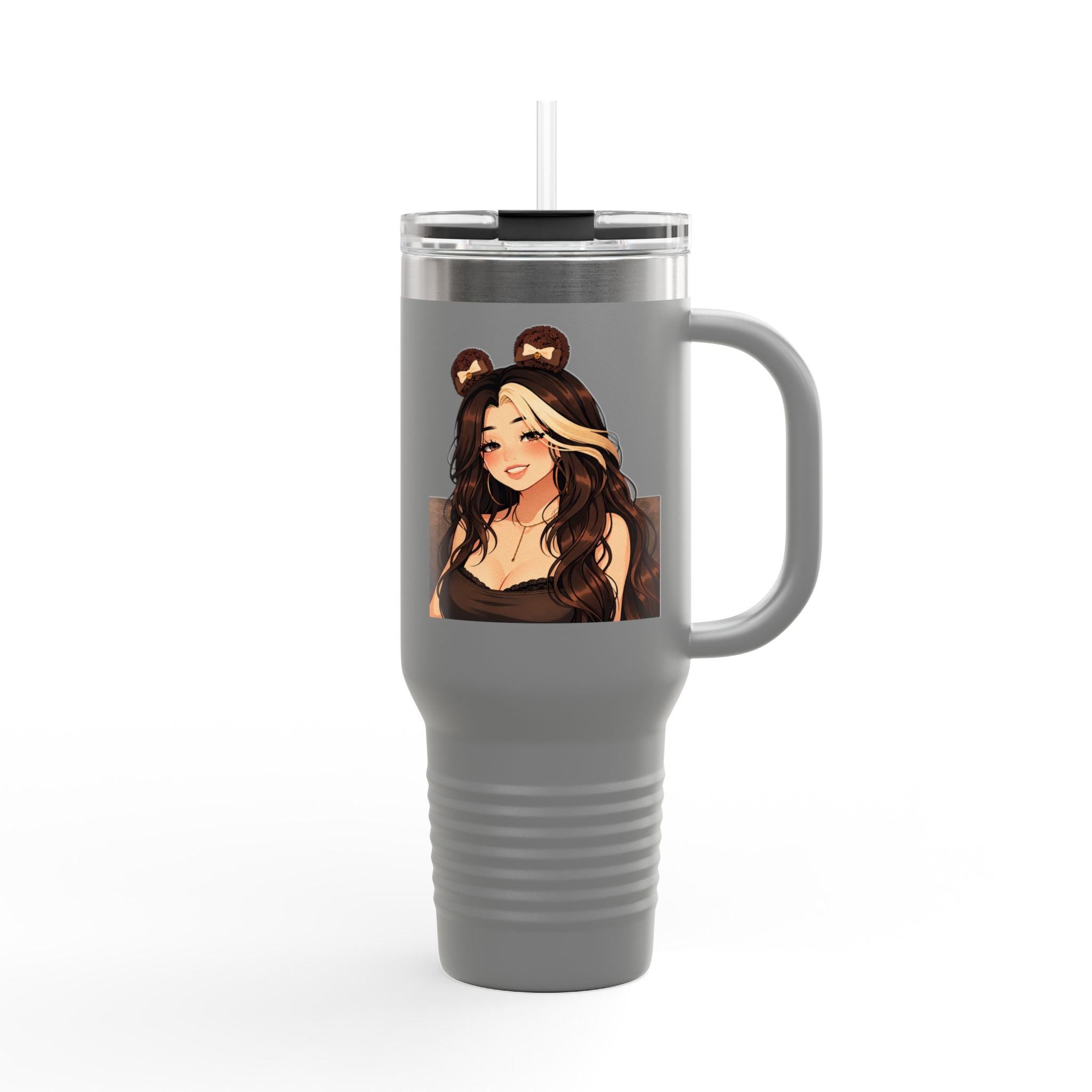 “QueenOreo Cozy Travel Mug ☕ | Cute Anime Girl Design | 40oz Insulated Cup