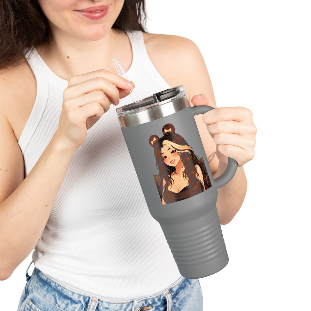 “QueenOreo Cozy Travel Mug ☕ | Cute Anime Girl Design | 40oz Insulated Cup